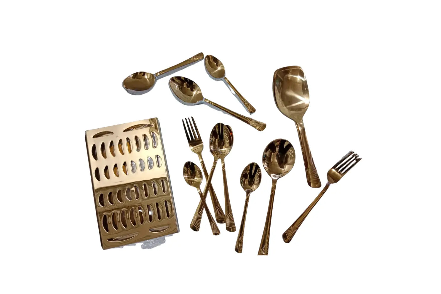 Gold Stainless Steel Cutlery Set with Stand