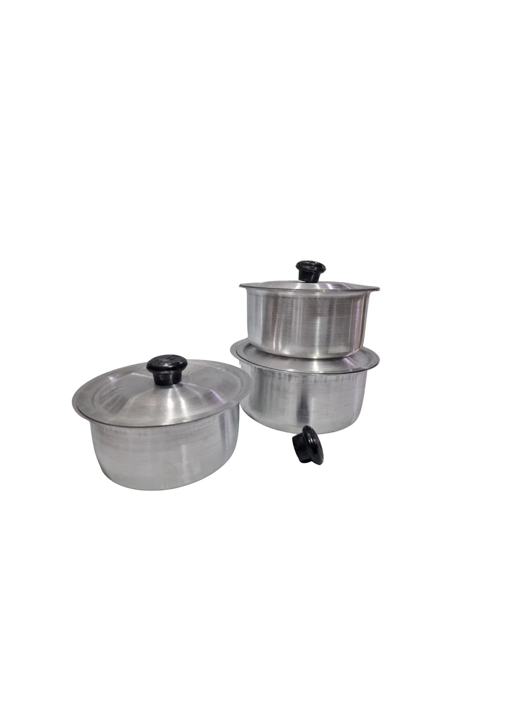 Aluminum Cooking Pot Set (3 Pcs) with Lids –