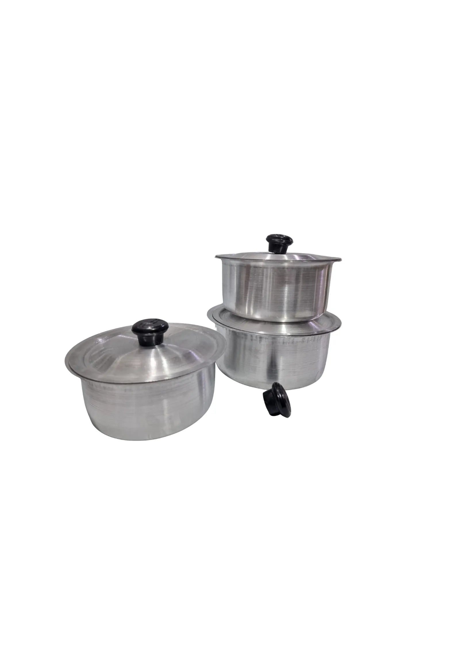 Aluminum Cooking Pot Set (3 Pcs) with Lids –