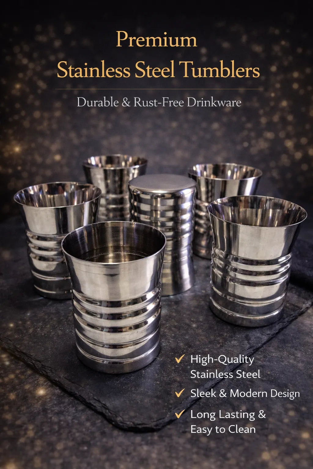 350ml Steel Glass Set- Design two