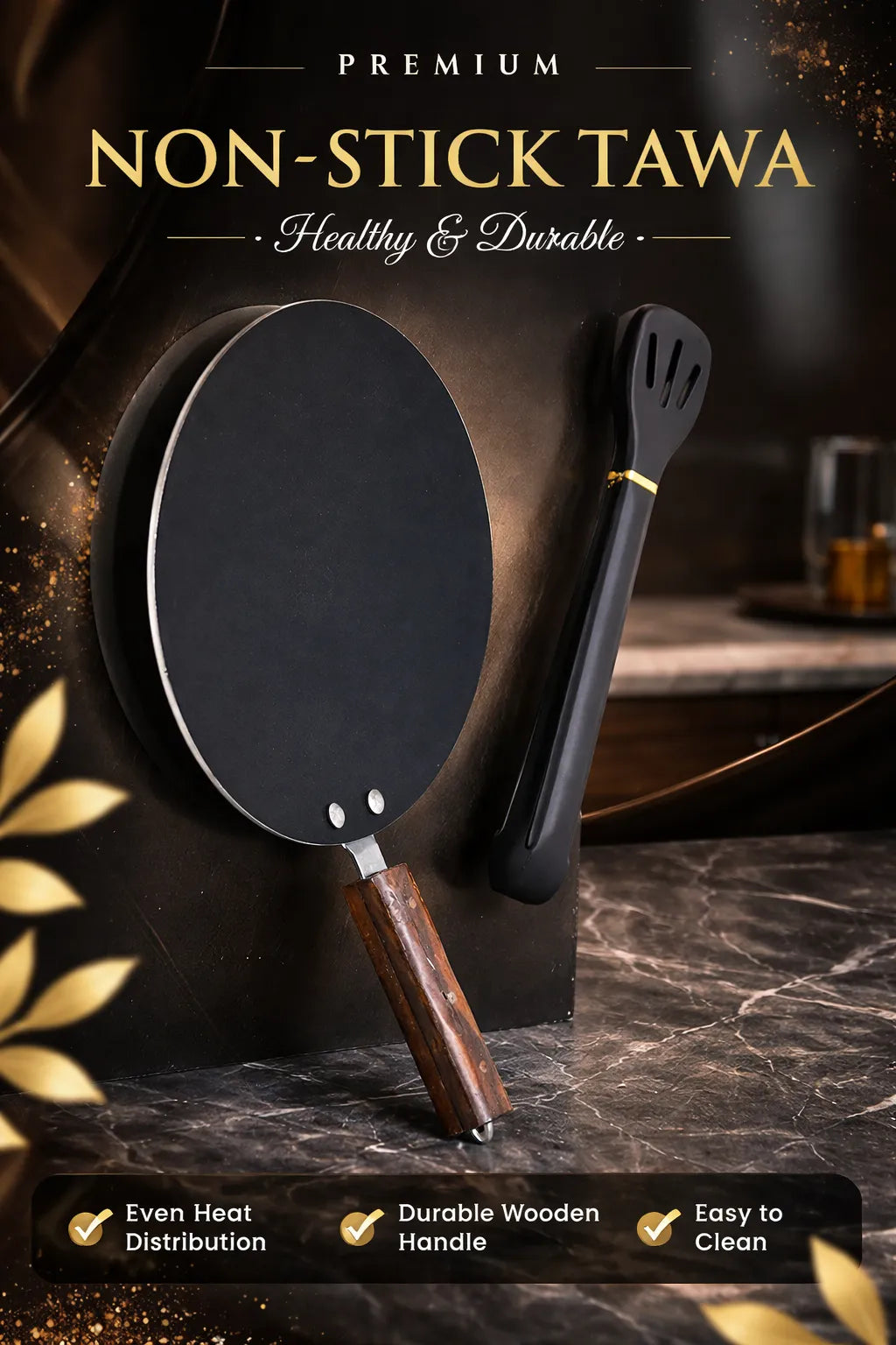 Flat Roti pan + Tong