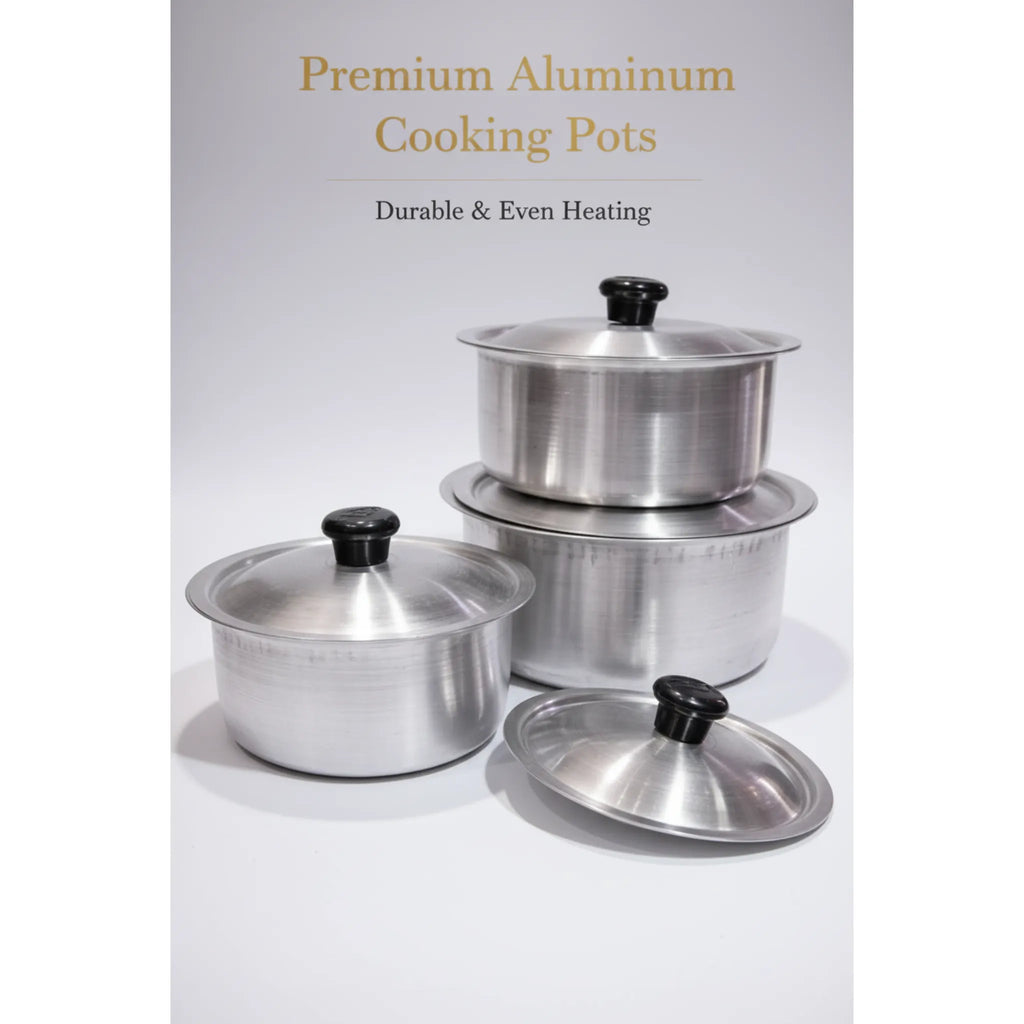 Aluminum Cooking Pot Set (3 Pcs) with Lids –