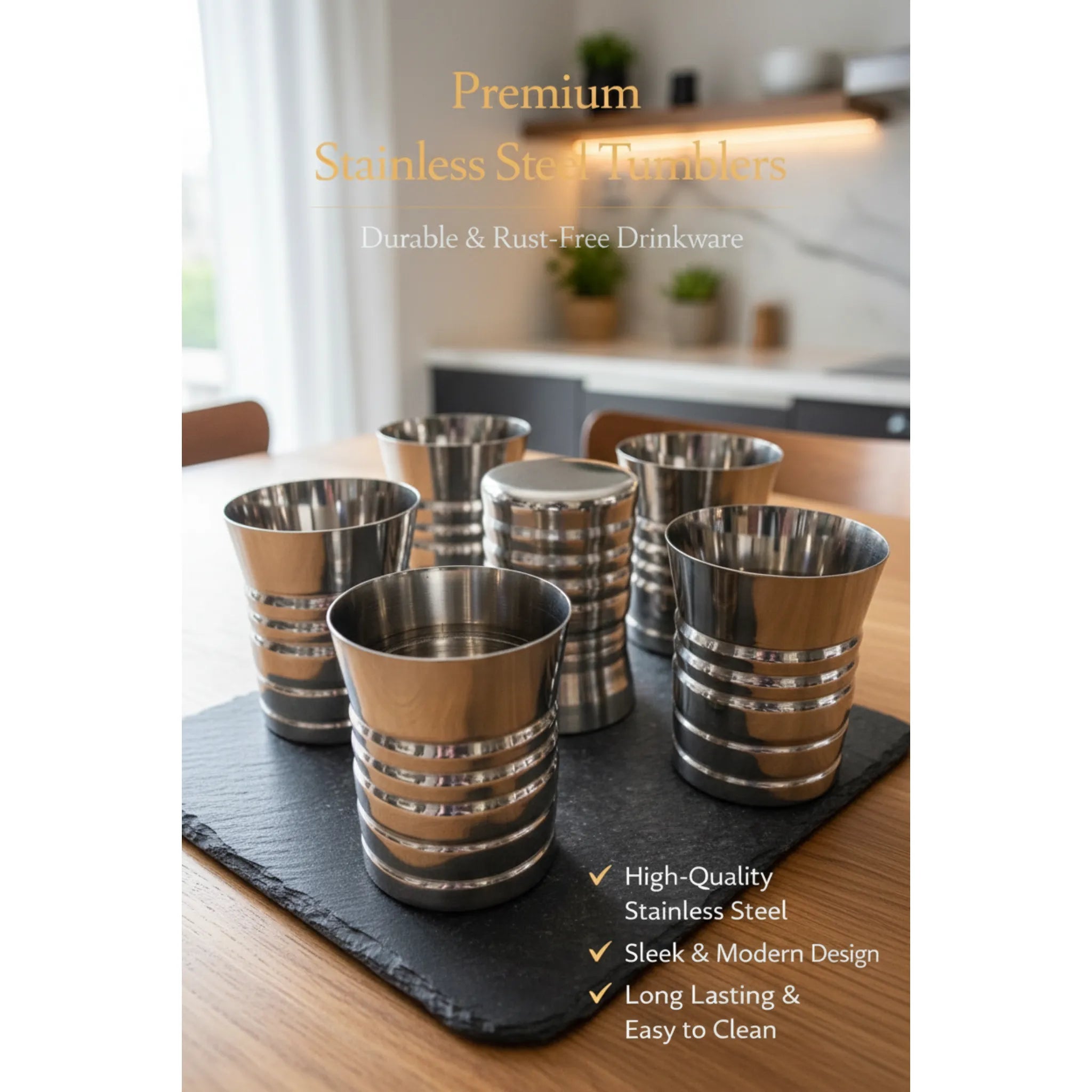 350ml Steel Glass Set- Design two