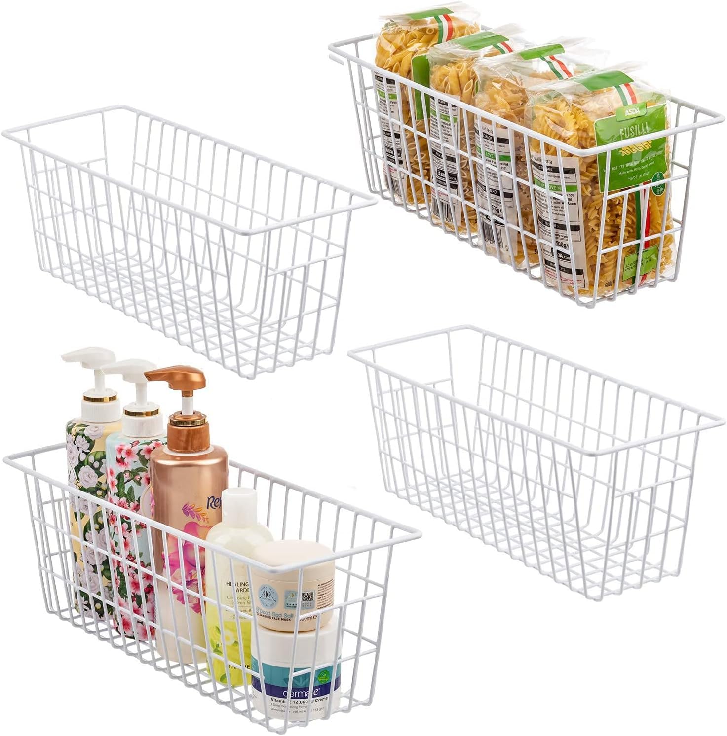 Metal Wire Storage Organizer Bin with Handles - Image 3