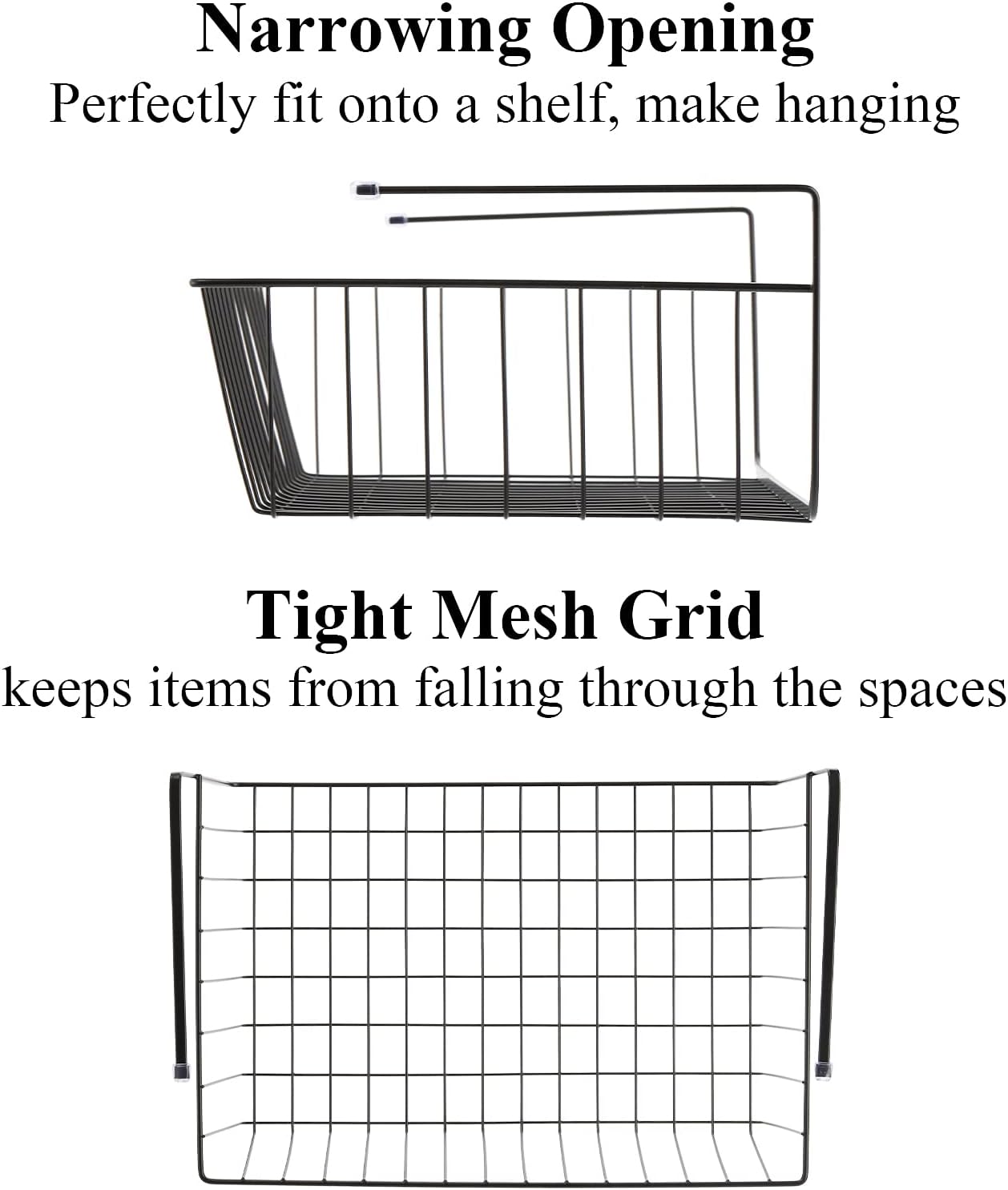 Set of 2 Wire Storage Basket Bins – Metal Organizer with Handles (28.5 x 22 x 12 cm) - Image 5