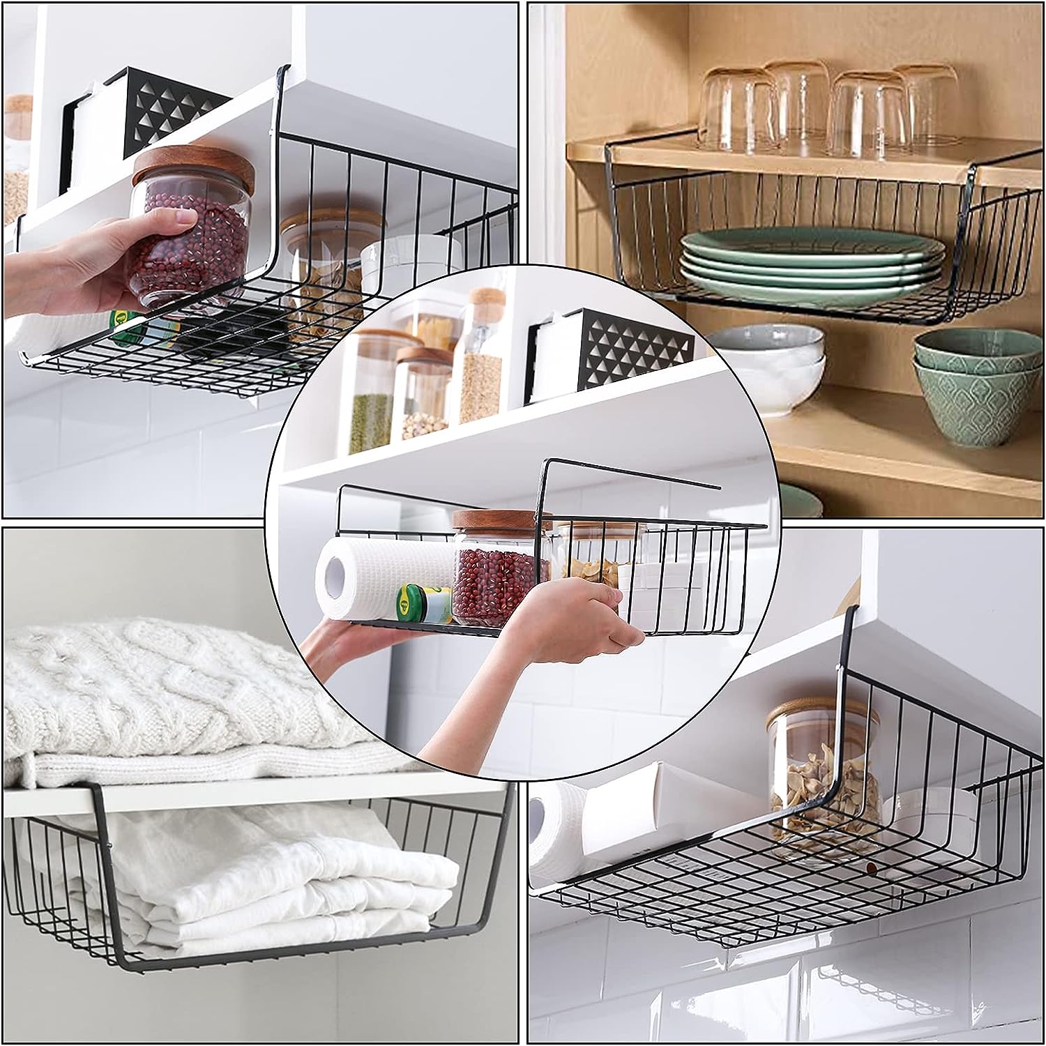 Large Under Cabinet Storage Shelf Basket Organizer